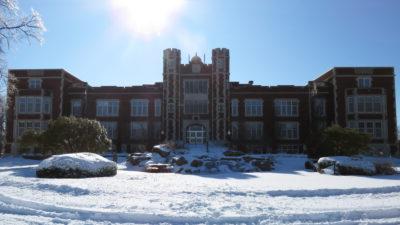 Pioneer Hall with record snowfall